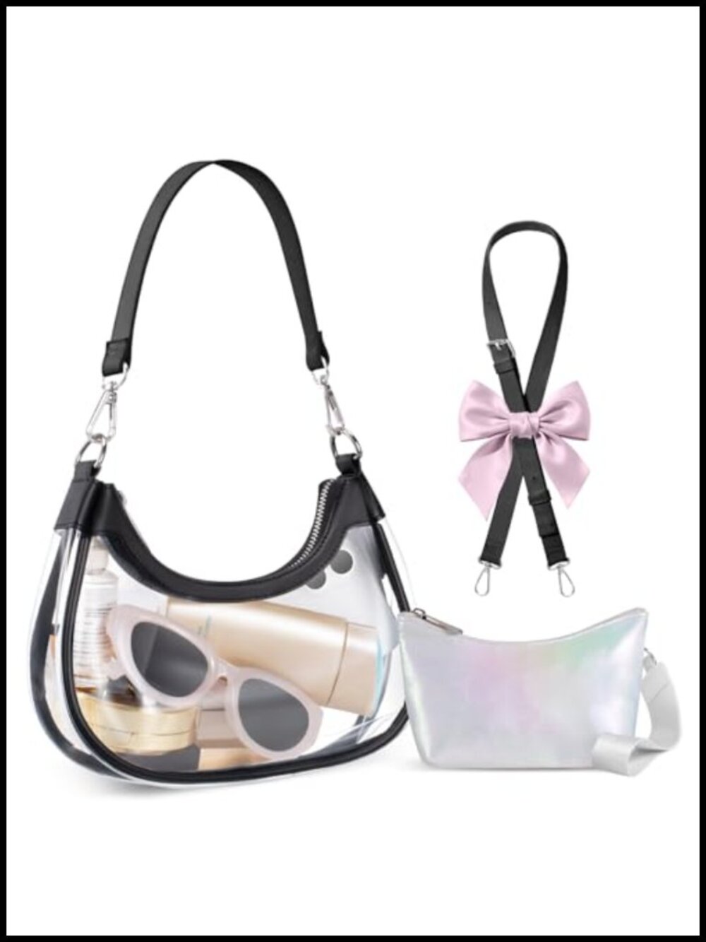 Clear Stadium Approved Shoulder Bag PVC Faux Leather Crossbody Clutch